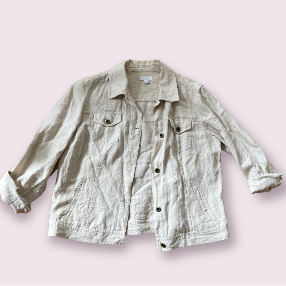 Charter Club Tan Linen light weight jacket sz Xl